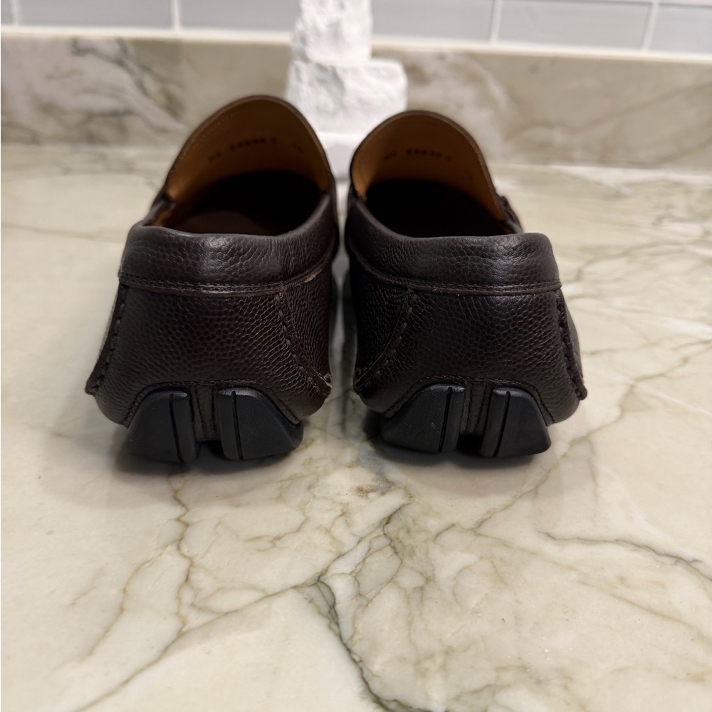 Men’s Salvatore Ferragamo Brown Leather Gancini Driver Loafers – Size 10 - Picture 6 of 9